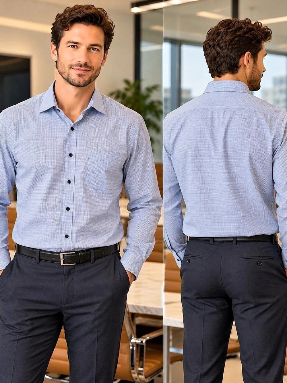 Nordstrom Men's Shop Non-Iron Traditional Fit Cotton Gingham Button-Down Size 17